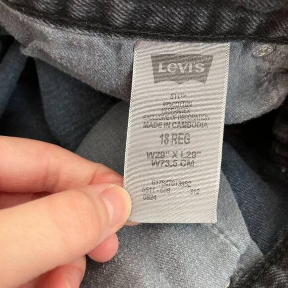 LEVI'S LEVIS Boys 511 Skinny Gray or Faded Black ? Distressed Jean 18 / W29 L29 - Picture 5 of 14